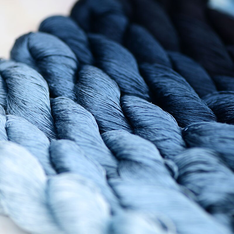 silk embroidery thread / 100% silk thread /hand embroidery embroider cross stitch/indigo series/8 gradient colors