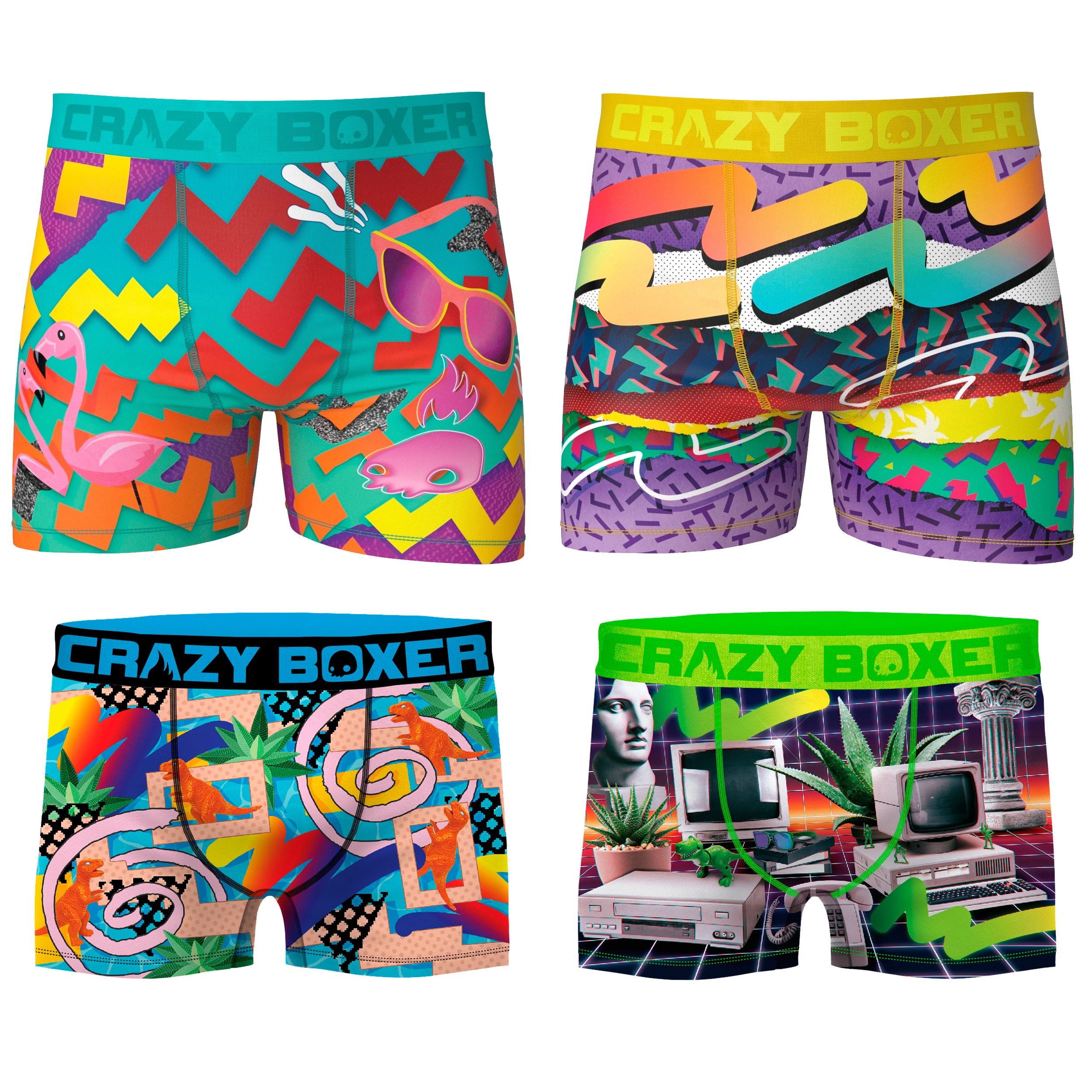 BOXER fou Pack 4 boxeurs homme boxer rétro