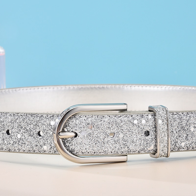 Ceinture de smoking en PU a paillettes pour femm. Grandado