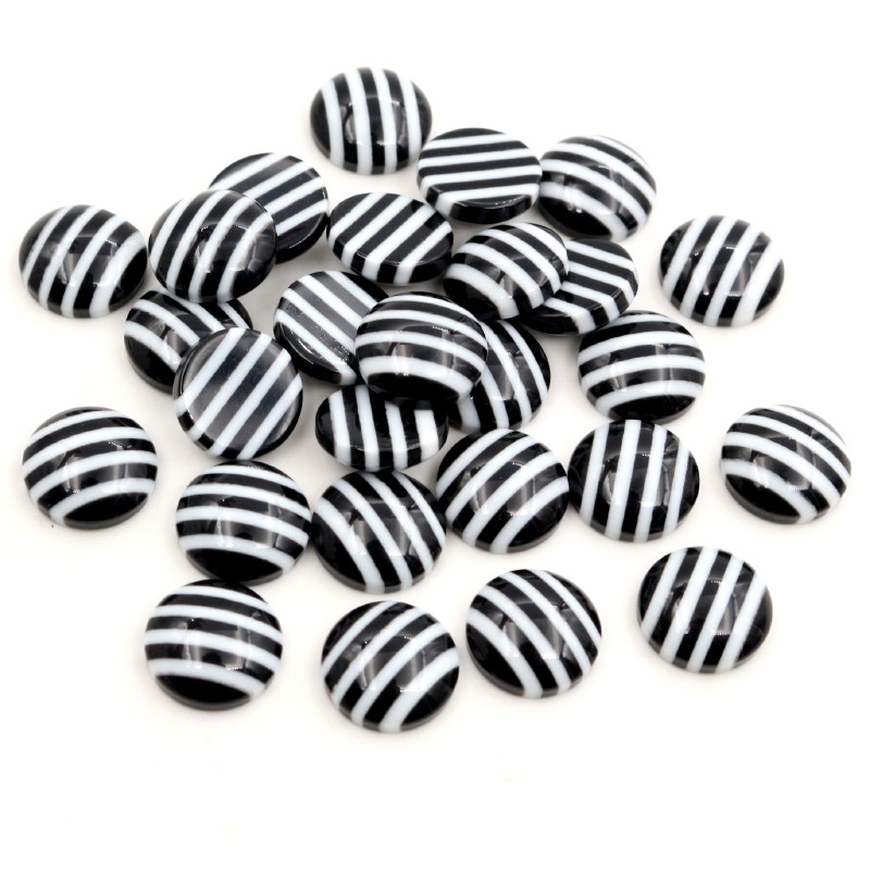 ! 40 unids/lote 12mm colores mezclados resina trasera plana rayas clásicas cabujones Cabochon Base camafeo 12mm: W3-19