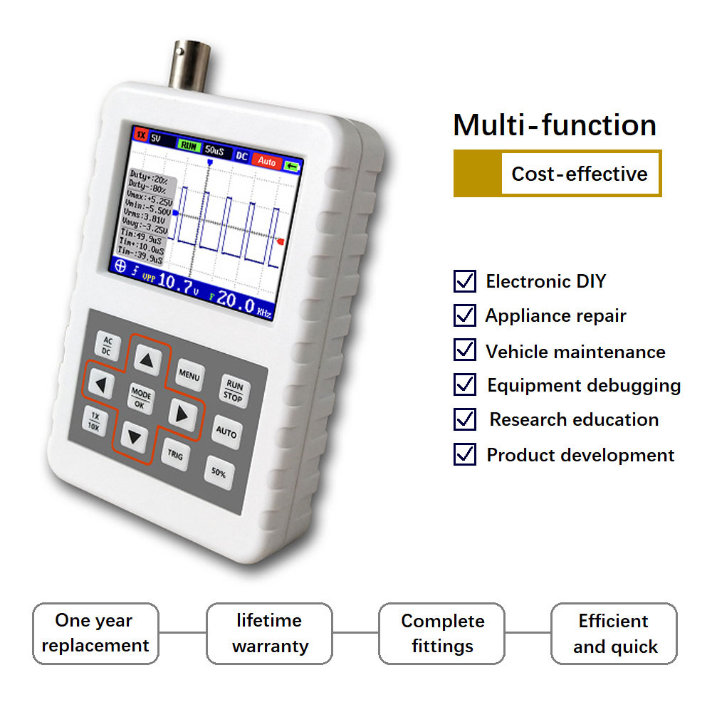 2.4" LCD Digital Oscilloscope Portable 5M Bandwidth 20 MSps Sampling Rate DSO Fnirsi Pro Oscilloscope Kit with 1500Mah Battery