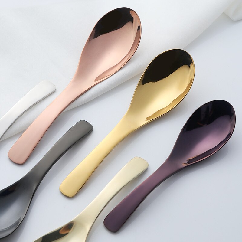 Hoch 304 Edelstahl Löffel 3 Größe Große Gold Reis Suppe Löffel freundlicher Eis Nachtisch Löffel Küche Abendessen geschirr