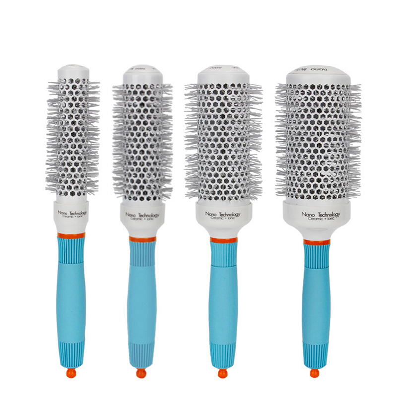 Ceramic Ion Hair Comb Salon Hair Brush Hair Styling Hairbrush Hairdressing Comb Round Curly Hair Rollers Tools Blue