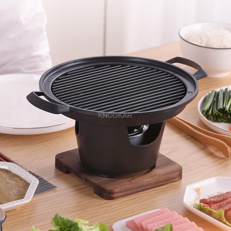Mini Bbq Grill Alcohol Kachel Home Rookloze Barbecue Grill Bbq Plaat Draagbare Roosteren Vlees Gereedschap Voor Outdoor Home