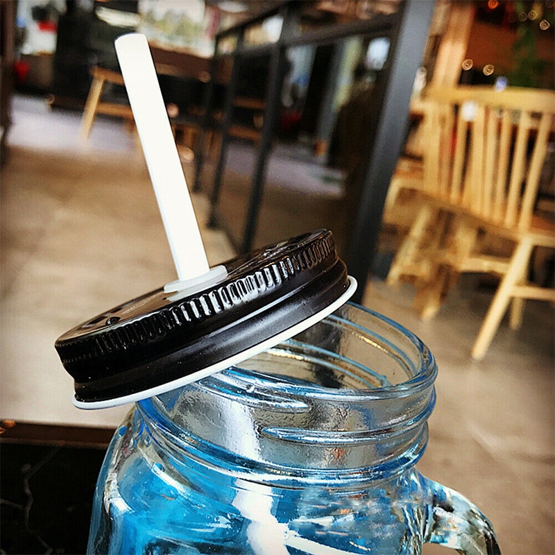 Stainless Steel With Straw Hole Lid Straw Cup Lid For Mason Bottle 70/86mm Flower Stopper Random Color