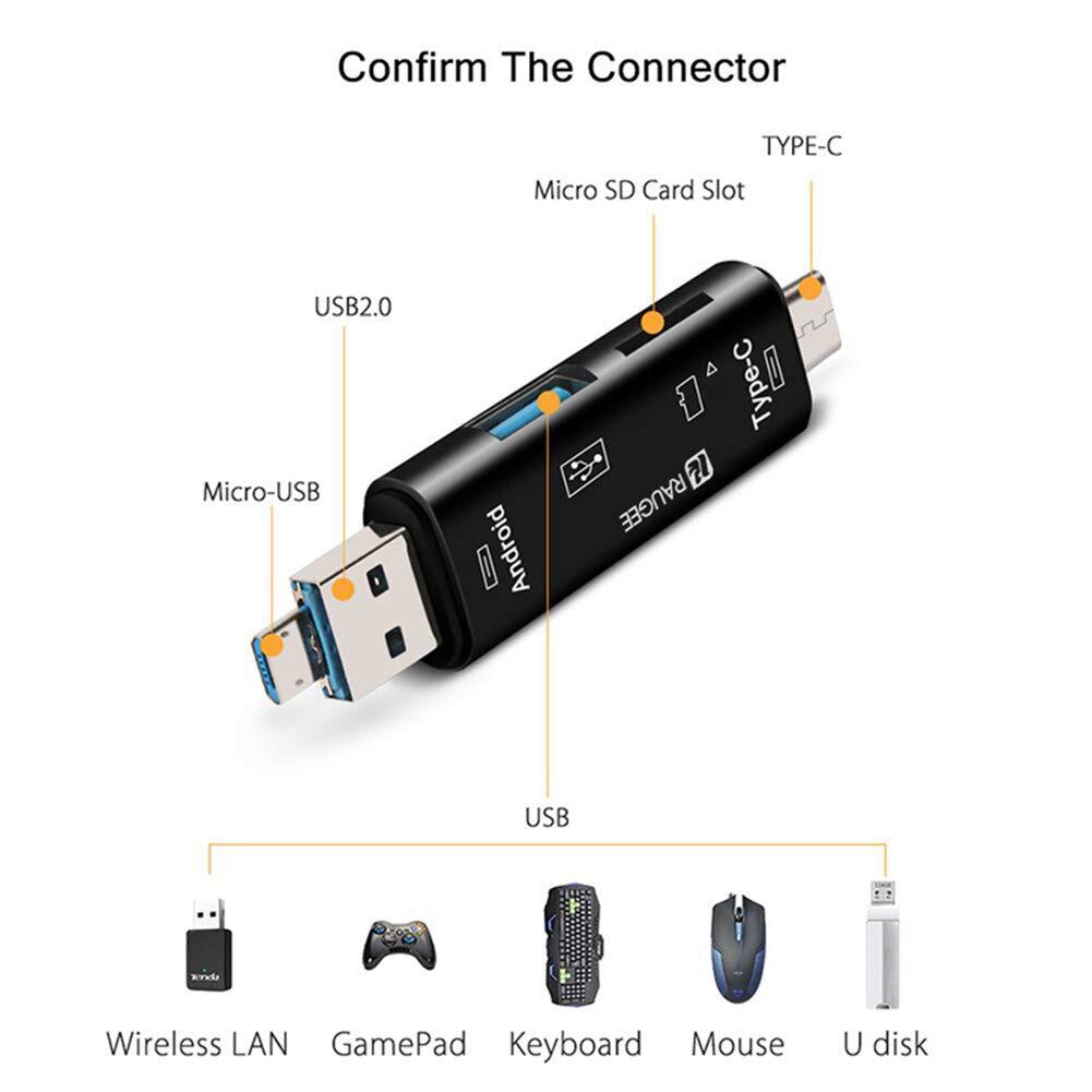 Otg-micro-sd-kartenleser, usb -2.0 -kartenleser für usb-micro-sd-adapter, flash-laufwerk, tf-speicherkartenleser, typ-c-kartenleser