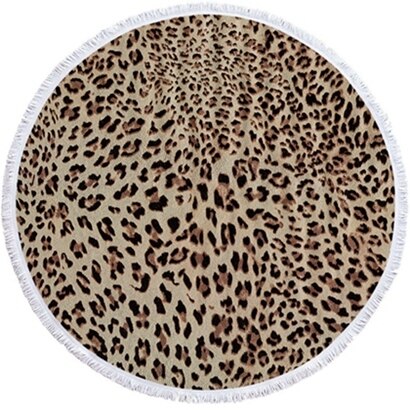 Luipaard Tijger Patroon Gedrukt Ronde Strandlaken Met Kwasten Microfiber 150Cm Zomer Zwemmen Picknick Mat Tapijt Reizen Deken: Beach towel3