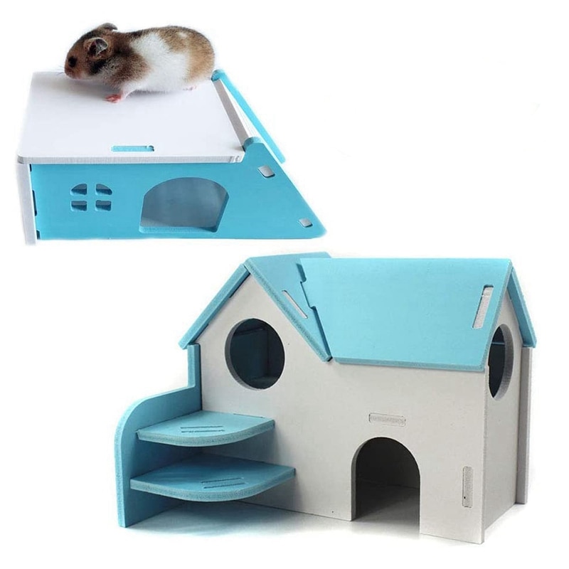 Holz Hamsterhaus Mit Labyrinth – Kletterleiter & Plattform Als Versteck Für Zwergrennmäuse & Kleintiere