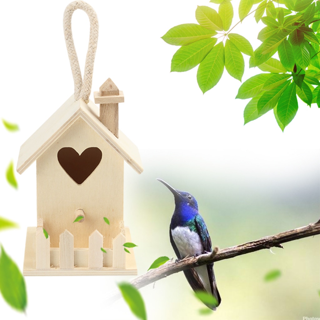 1pc Nest House Bird Dox Wooden Bird House Nest House Wooden Bird House Wall-mounted Outdoor Birdhouse Wooden Box