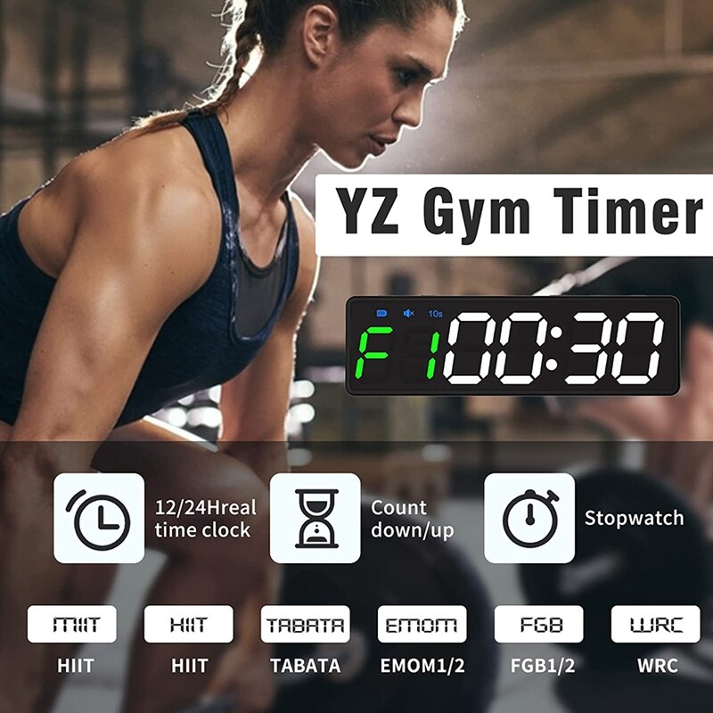 Mini Gym Timer Clock, Magnetic LED Interval Timer, Long Stand-By Battery Powered Gym Wall Clock
