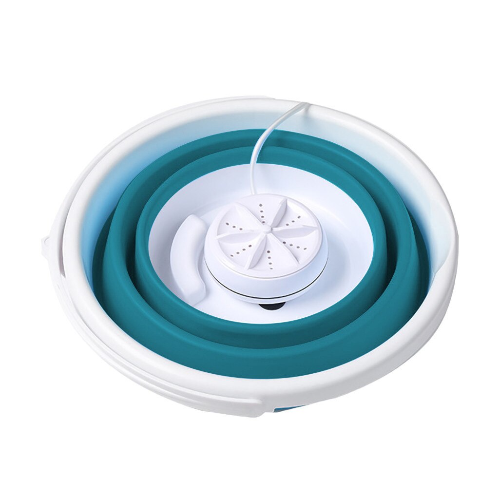Draagbare mini turbo wasmachine met opvouwbare, op usb-aangedreven wasmachine, opvouwbare wastrommel wasmachine: Blauw