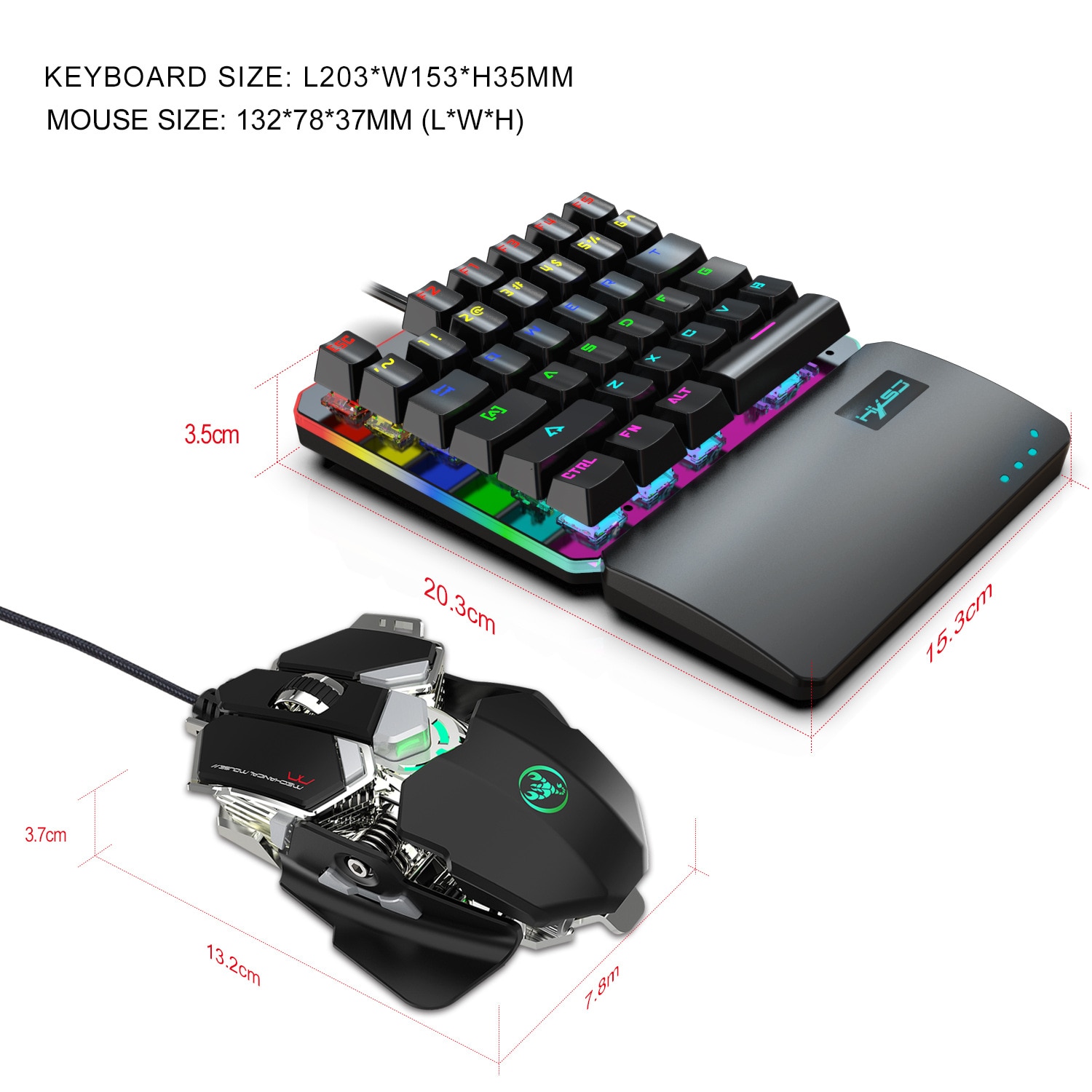SeenDa V200 + J600 Chicken Keyboard Mouse Set RGB one-handed Keyboard plus Programming Mechanical Game Mouse