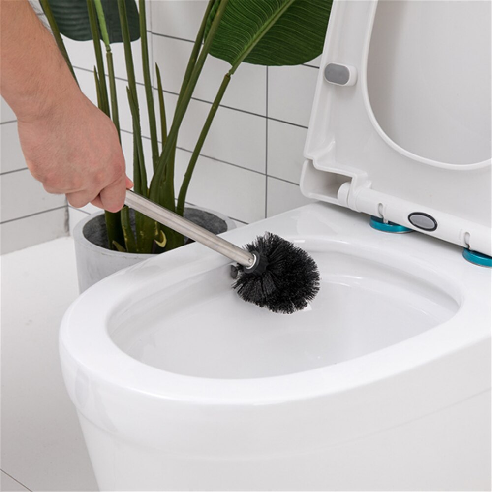 Cepillo de baño de acero inoxidable, cepillo de limpieza descontaminación, plástico curvo, pincel de mango largo, 1 unidad: black