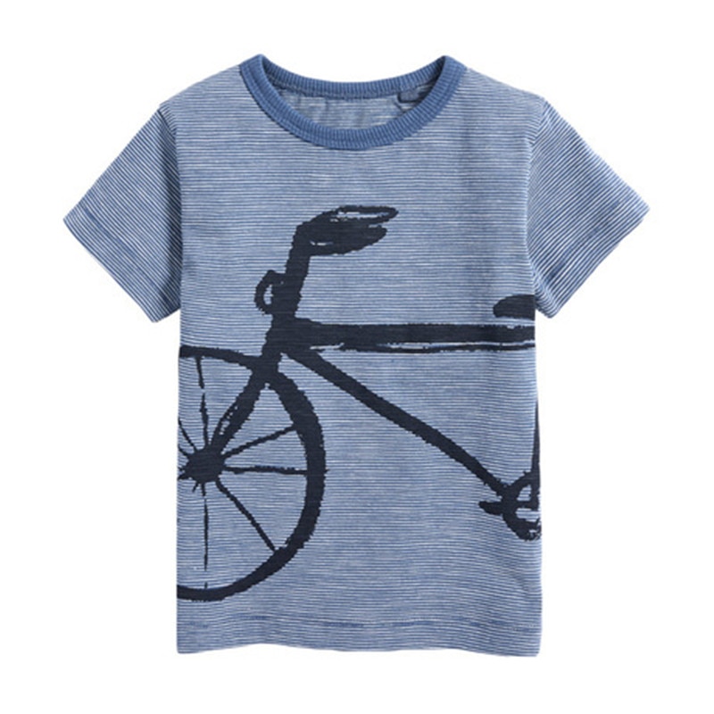 Lille maven sommer baby børn dreng cykel kortærmet o-hals t-shirt tegneserie raketblå tee toppe i 1-7 år drenge