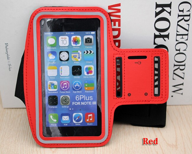 Universal 6.5" Mobile Phone Sweatproof Waterproof Jogging Running Arm Band Holder Case for iPhone4 5S SE 6 6S 7Plus for samsung: Red