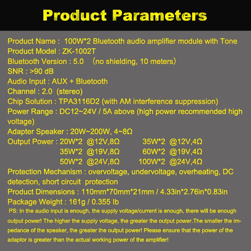 ZK-1002T TPA3116D2 Bluetooth 5,0 Subwoofer Verstärker Bord 2X10 0W 2,0 Kanal hoch Energie o Stereo Verstärker Bord