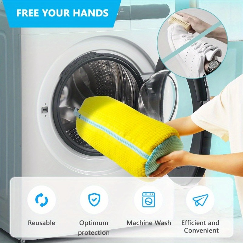 Durable Shoe Washing Machine Bag All Shoe Types Oval Protective Laundry Bag Rich Fluff Interior Minimize Noise Anti Deformation