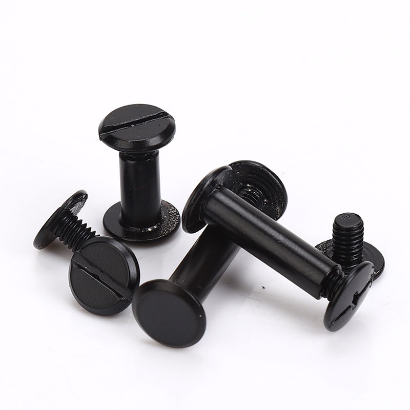 10pcs Matte Black Metal Binding Chicago Screws Studs Rivets Slotted Belt Screw for Photo Album Desk Menu Wallet Fasteners