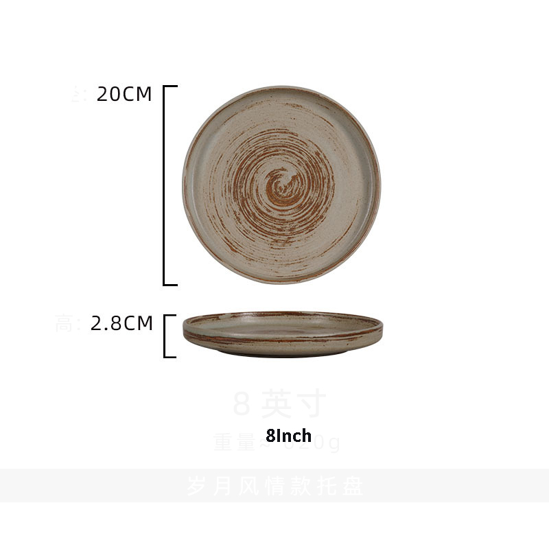 Platos de cerámica PARA CENA, bandeja de comida occidental para carne, plato plano grueso de borde recto para ensalada, Pasta, vajilla de cocina: 8Inch Flat Tray5