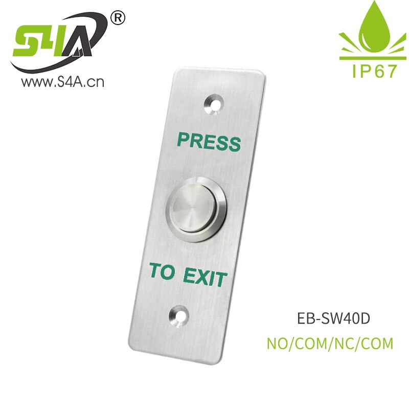 IP67 Waterproof Outdoor Gate Opener Door Lock 1.7mm Thick 304 Stainless Steel Panel Door Exit Button Switch NO NC COM 12V GND: EB-SW40D