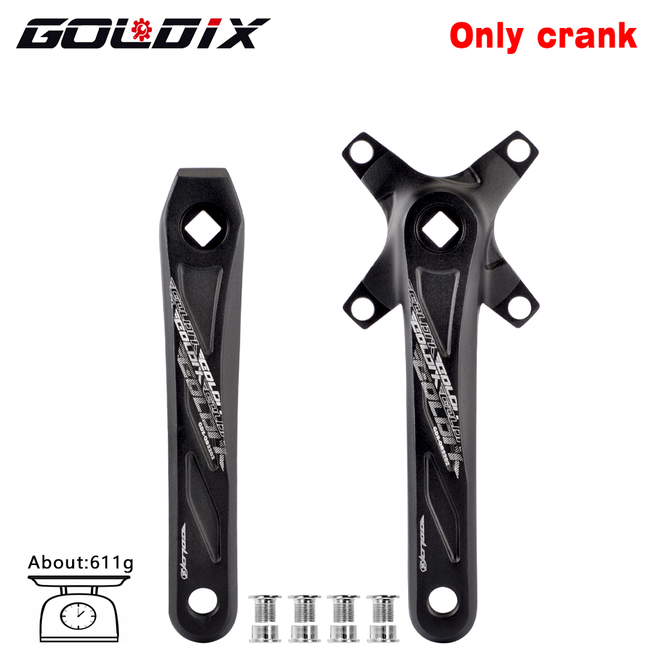GOLDIX Square Hole Bicycle Crankset Aluminum Alloy MTB Crank 170/175mm Length Narrow Wide Teeth 104BCD 32/34/36/38/40/42T: WHITE / 170mm
