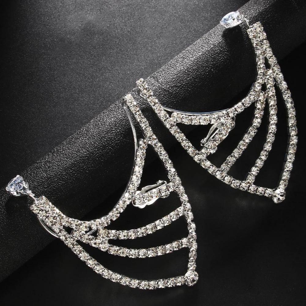 Stylish Ear Cuff Earrings Accessory Unique Ear Clip Delicate Ear Rings Jewelry Fashionable Rhinesrone Ear Hooks for Women