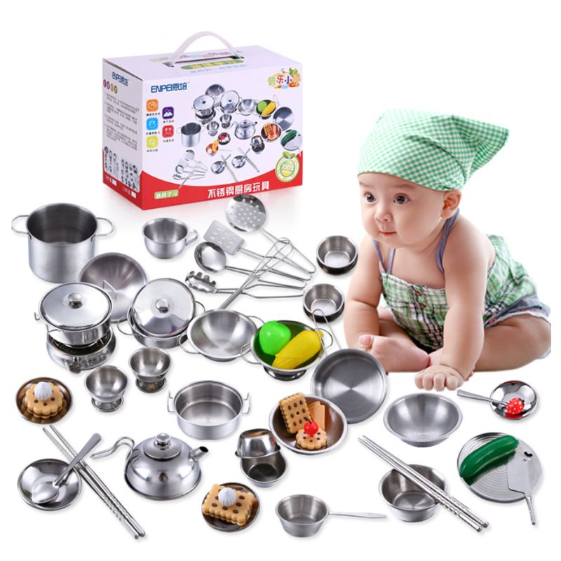 Rvs Kids Huis Keuken Speelgoed Koken Cookware Potten Pannen Pretend Play Playset Gebruiksvoorwerpen