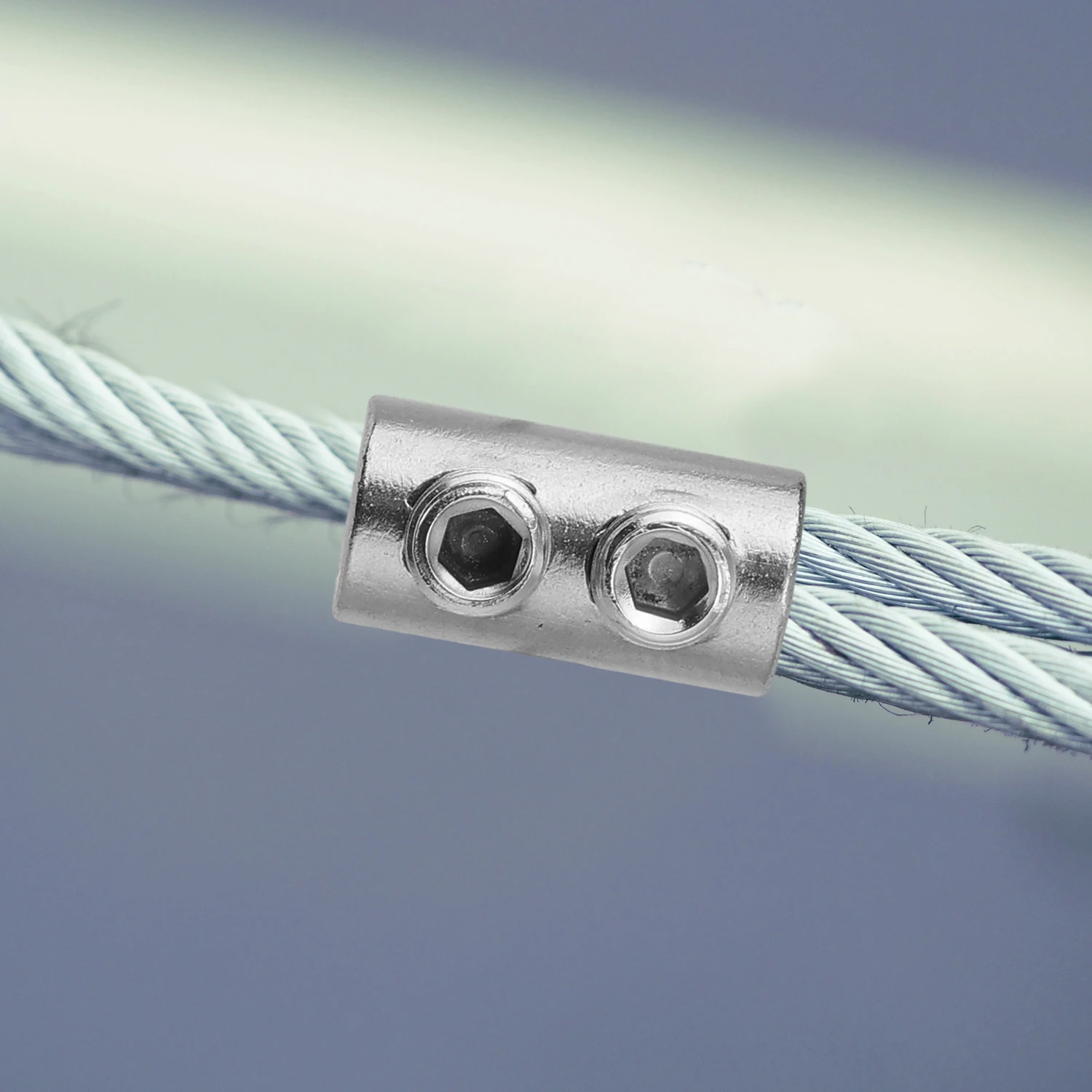 1/50pcs Steel Wire Rope Clamps Double Hole Adjustable Screw Fixed Cable Clips Metal Copper Suspension Fastener Hardware Sling