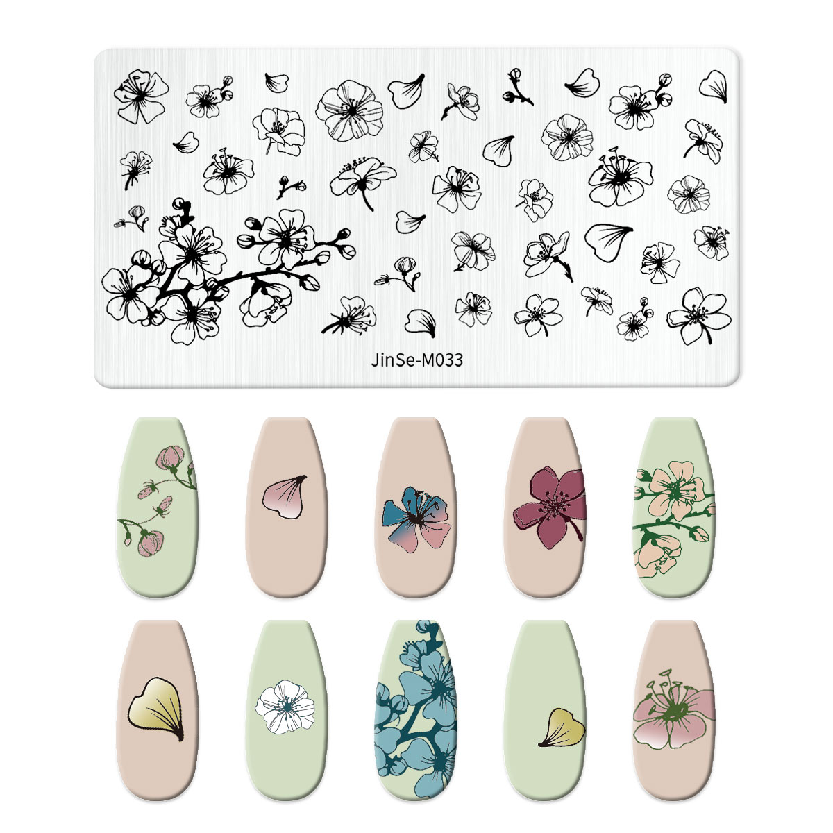 Blätter Blume Streifen Gänseblümchen Stempelplatten Lotus Rose Nagelstempel Vorlagen Aprikosen Blumendruck Schablonen Vorlagen: Armee Grün