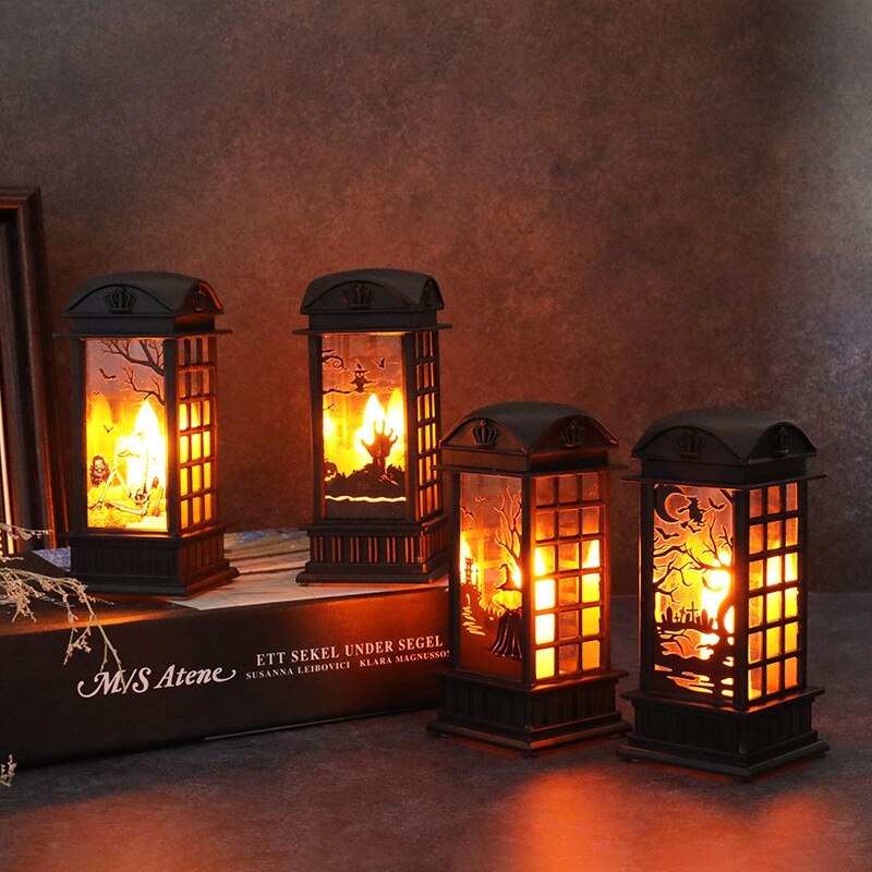 Halloween Vintage citrouille château lumière lampe fête suspendus décoration fantôme main citrouille fête veilleuse LED Festival lanterne