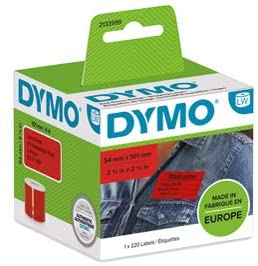 DYMO authentic large/distinctive LW labels | Black printing on red label | 54