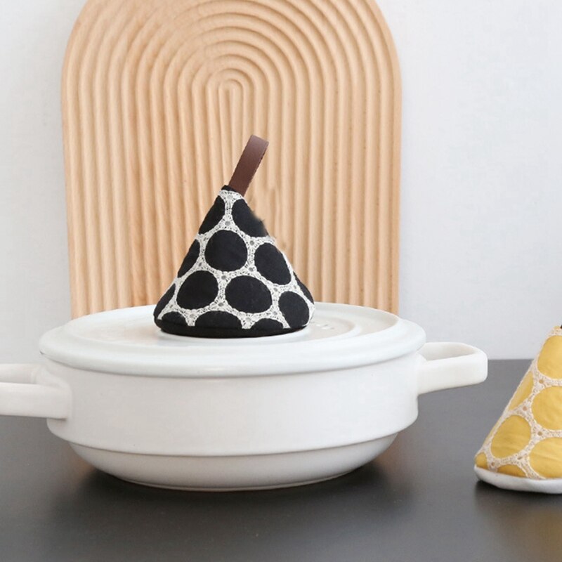 Bordado japonés para cocina, tapa triangular antiquemaduras con asa para olla, aislamiento térmico, guantes de tela, chaqueta para olla
