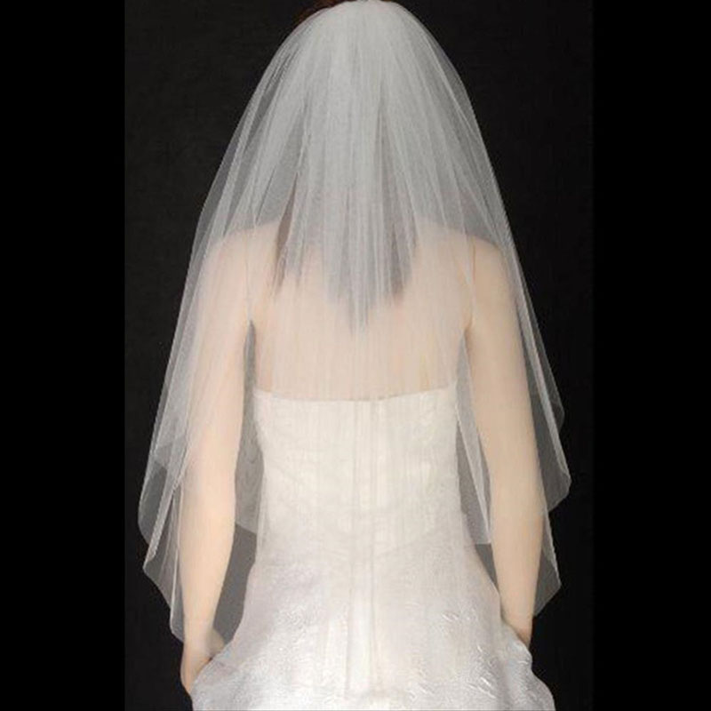 Satijnen Rand Sluier Bruiloft Bruiloft Sluier Zonder Kam één Laag Bruids Sluiers Ivoor Wit Champagne Paardenhem (Color : White, Item Length : 300cm Zachte Tule Sluier Voor Trouwdag