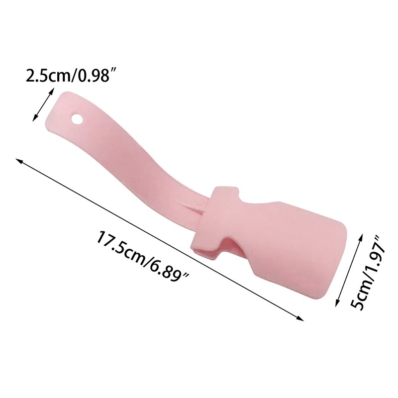 1pc Portable Unisex Lazy Shoe Helper Sock Shoe Slider Handled Shoehorn Lifting Wearing Helper Tool Plastic Shoehorn Accessories: Pink