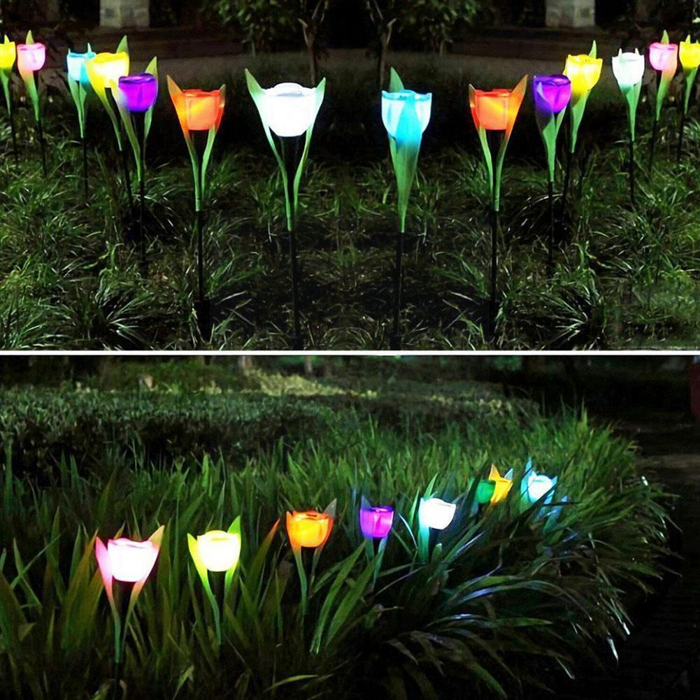 Led Solar Simulation Tulip Floral Light Home Decorative Lawn Waterproof Decor Tulip Garden Landscape Lights Light Lamp Flow I8r2