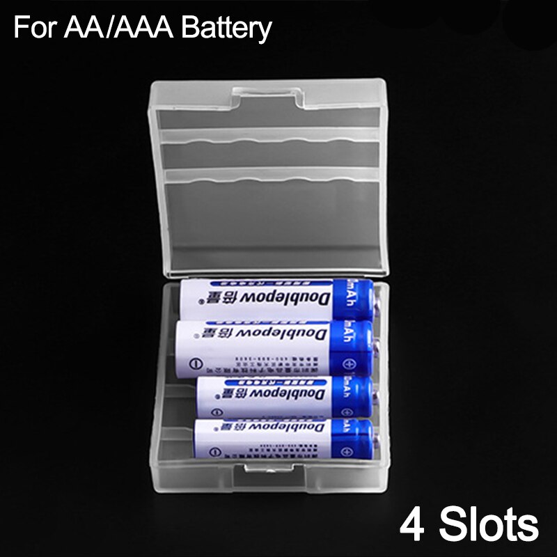 Battery Case for AA/AAA Plastic Cover Battery Holder Storage Box for 2 4 8 Slots AA AAA Rechargeable Battery Container Organizer: For 4x AA AAA