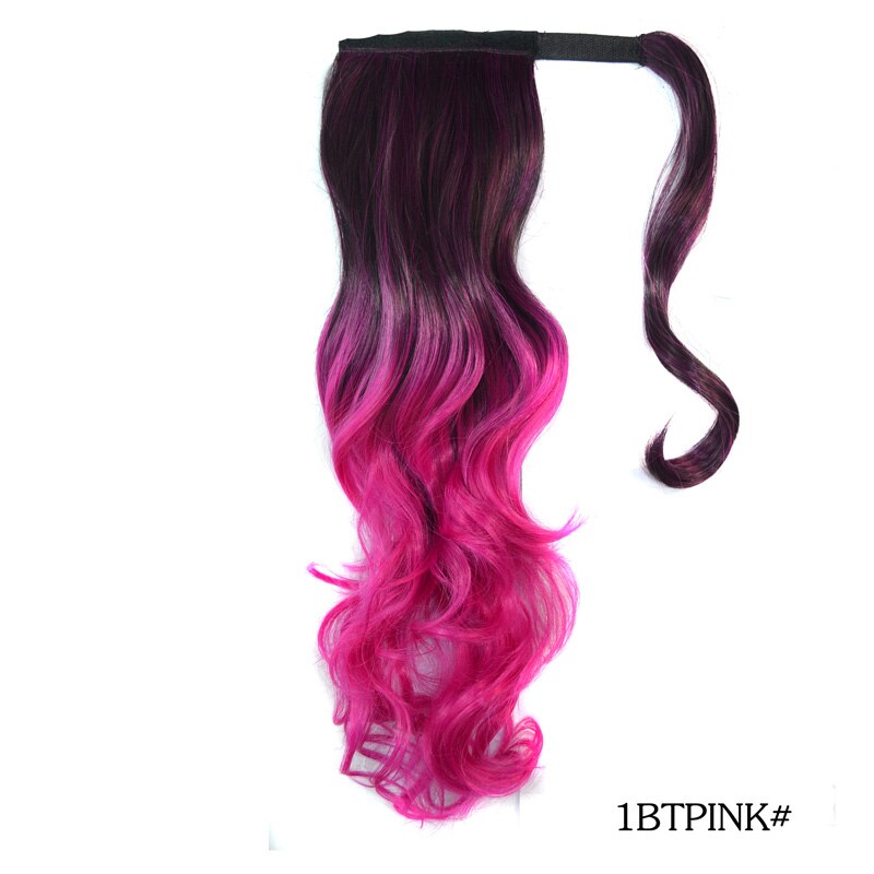 Jeedou Ponytails Wrap Around Ponytail Extension Wavy Synthetic Hair 45cm Balayage Ombre Color Messy Bohemian Style