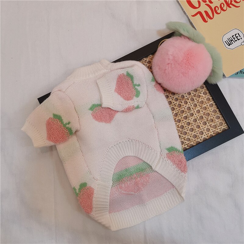 Huisdier herfst/winter trui voor katten en honden perzik print kleding corgi hond schnauzer teddy kleine middelgrote hond kleding