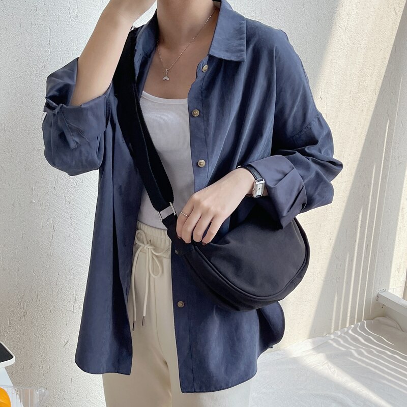 Bolsa feminina de algodão-poliéster com zíper, bolsa estilo escolar japonesa para mulheres, bolsa de ombro crossbody para jovens, em oferta: Preto