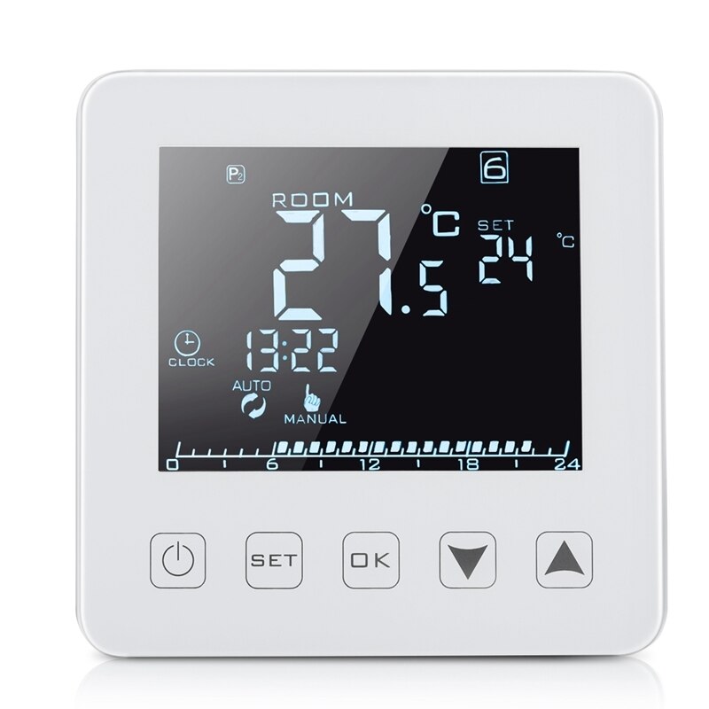Højttalerstyring  hy08we-2 elektrisk varme termostat lcd display digital sort med wifi funktion gulvvarme film termometer
