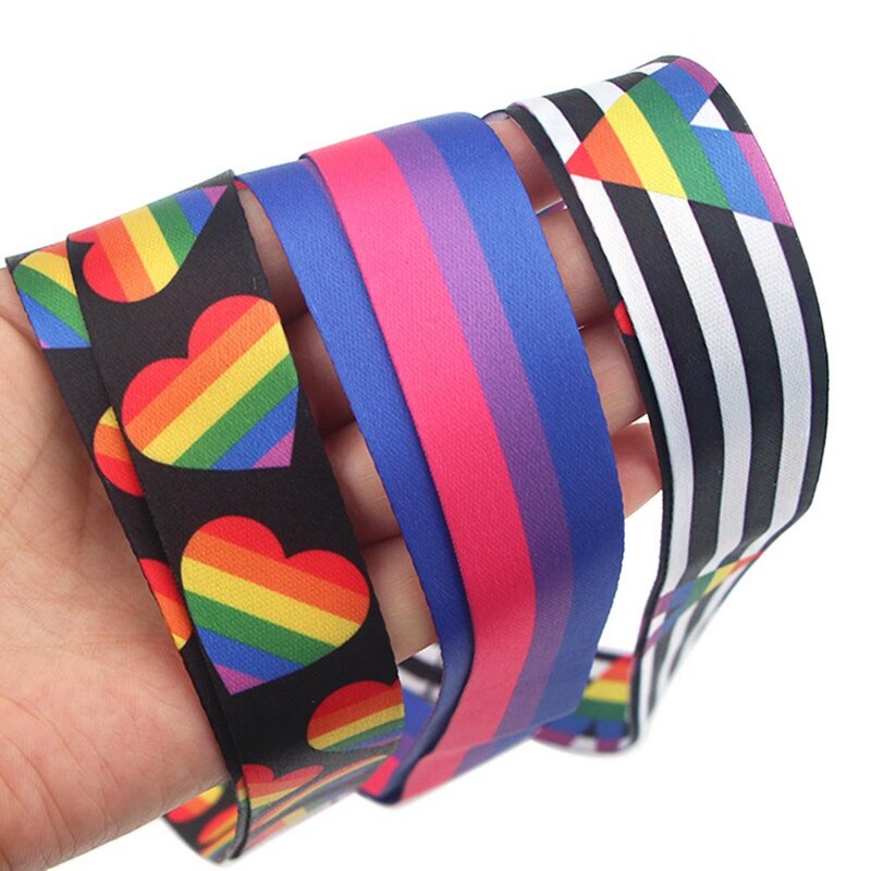 Lgbt rainbow lanyards nyckelring lesbisk gay pride cool nackrem usb namnbricka hållare mobiltelefon hänga rep webbing