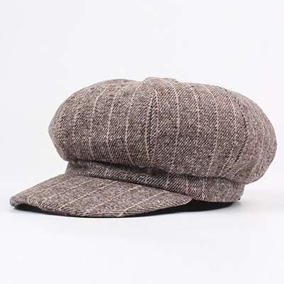 artiste peintre chapeaux rétro gavroche casquette automne hiver octogonale casquettes pour femmes hommes femme mâle Vintage: light-coffee