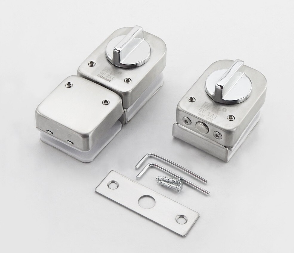 Stal nierdzewna 8-12mm pojedyncze podwójne drzwi szklane śruba przesuwna zatrzask pokrętło handlowe wejście różbyć winnym złoto czarny matowy pędzel: podwójnie / szczotkowane stal