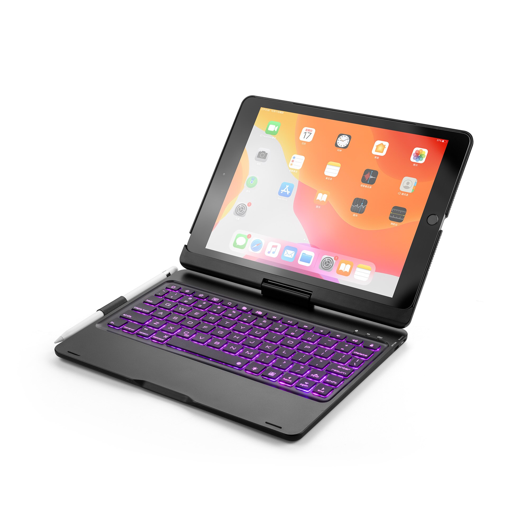 Wireless Bluetooth Keyboard Cover for ipad air12 pro9.7‘’ ipad9.7‘’ Ultra thin light-emitting 360rotate Ultra thin keyboard