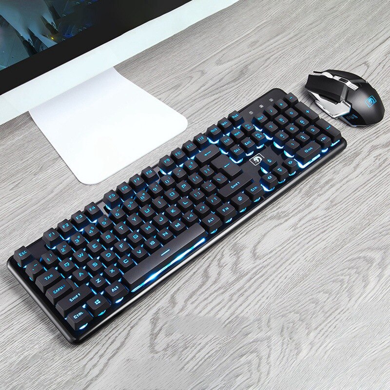 Wireless Gaming Keyboard and Mouse Combination Rechargeable Backlit Mechanical Keyboard with 2400DPI Gaming Mouse