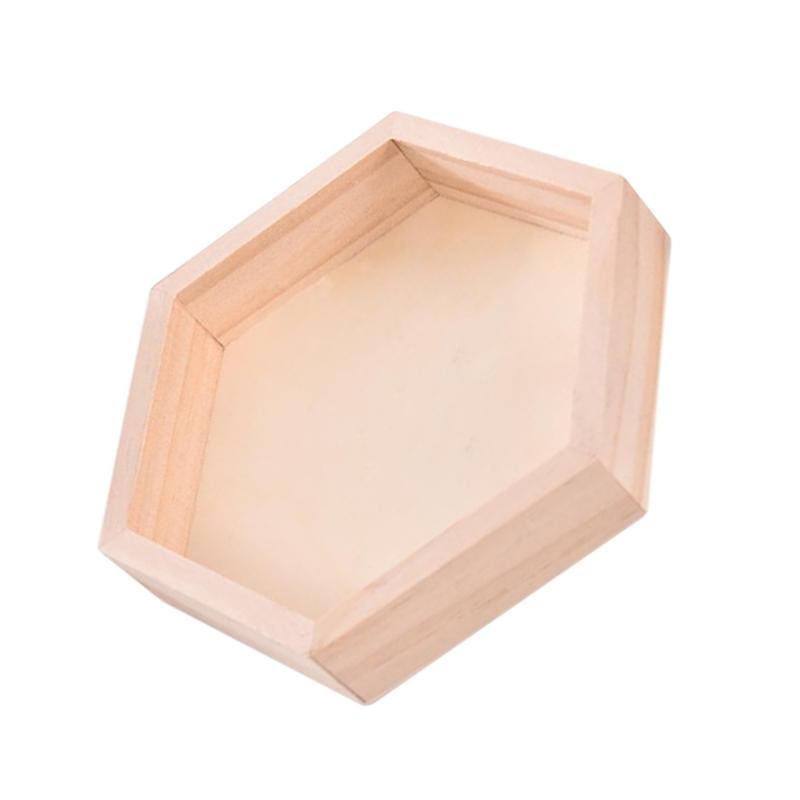 3 stk /1pc træ smykker opbevaringsbokse armbånd halskæde display bakke plade sekskant trækasser arrangør fade bakke