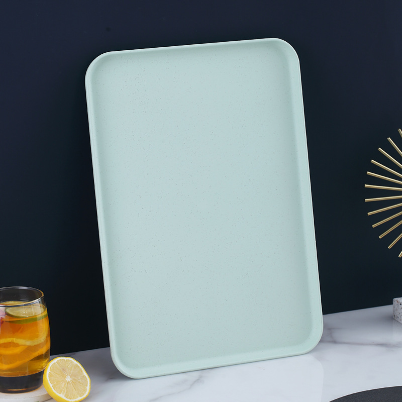 Plastic Tray Rectangular Tray Wheat Straw Eco-friendly Bread Pan Plastic Storage Tray Cup Food Kitchen Organizer Supplies: Silver / 6.5 Inches