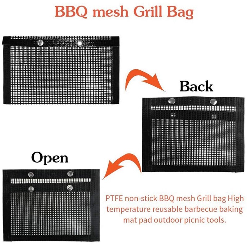 Non-stick baking grillpose bbq grill mesh bakt pose høy temperatur motstand gjenbrukbar lett å piknik verktøy