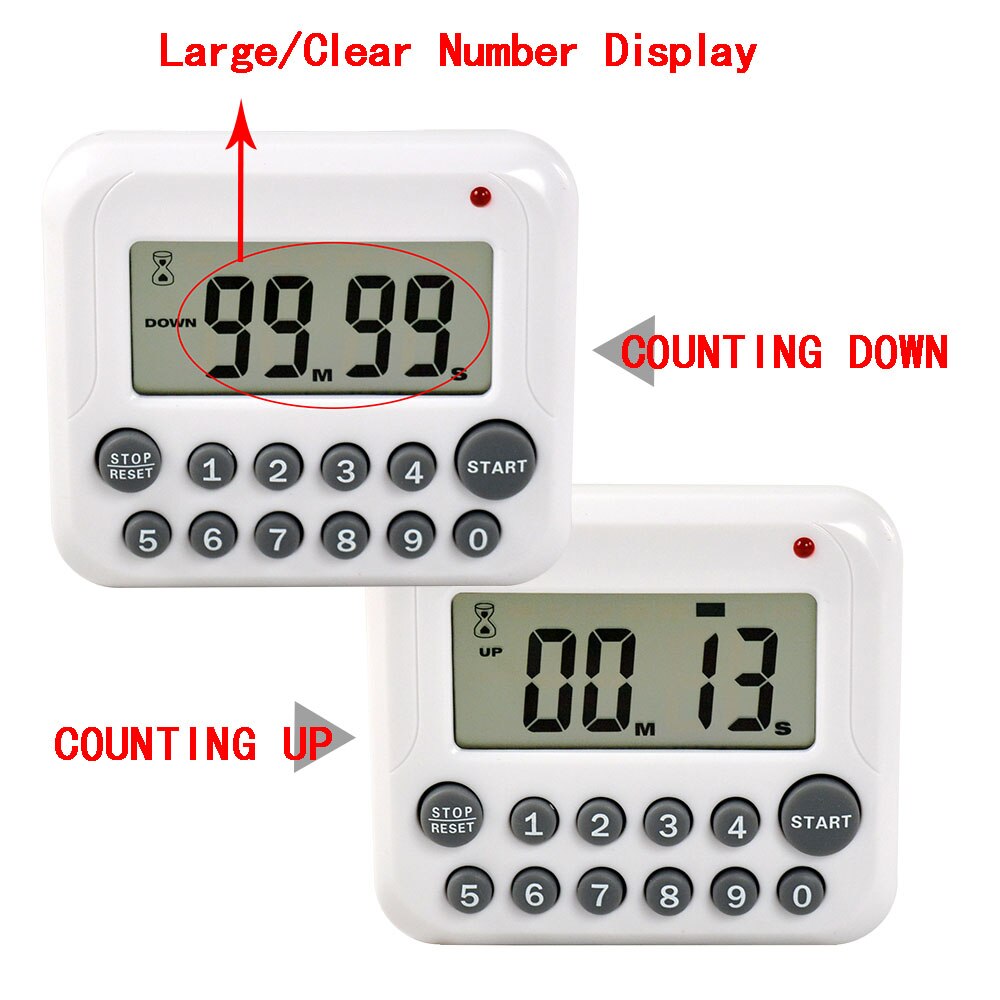 Magnetic Digital Cooking Clock Alarm 99 Minute 12 Keys 1 x Digital LCD Kitchen Timer Cooking Clock Sports Countdown Timer.
