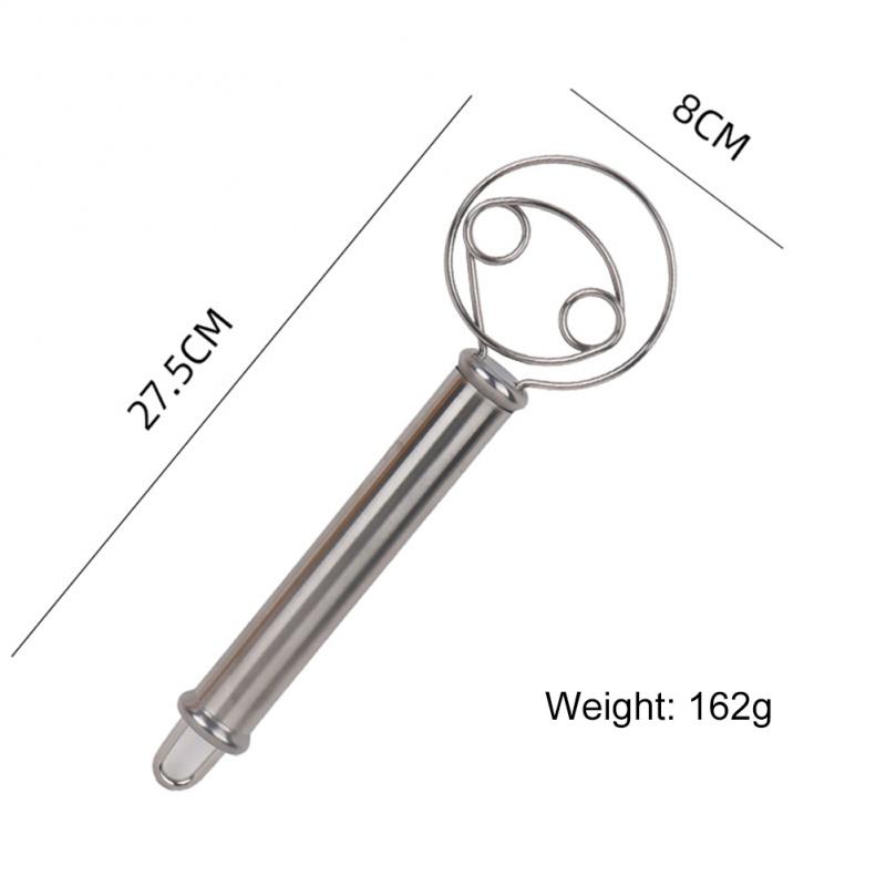 Wood Handle Flour Mixer 10 Inch Kitchen Baking Flour Mixing Tool Coil Mixing Stick Hand-held Flour Beater Dough Whisk: 02